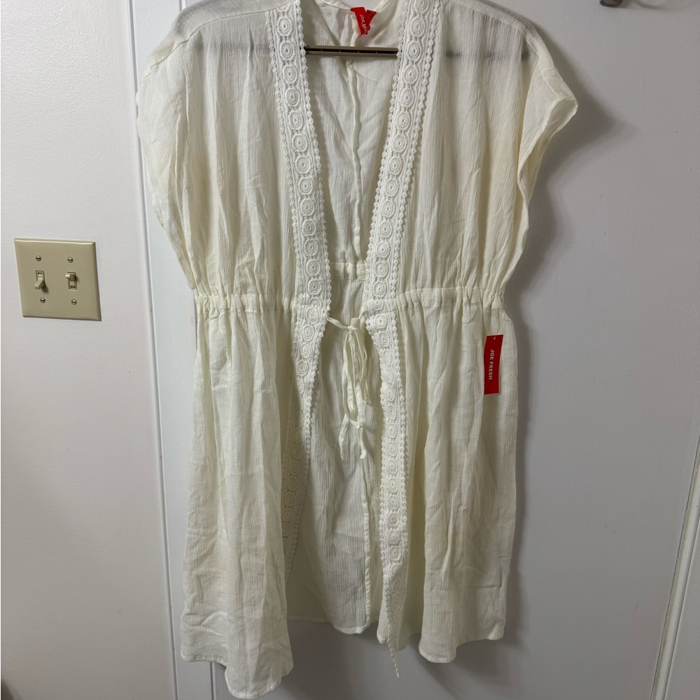 Joe Fresh Cream Lace Trim Cover-Up